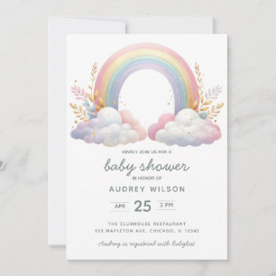 Invitación Cuto color de agua arcoiris género Baby Shower neu