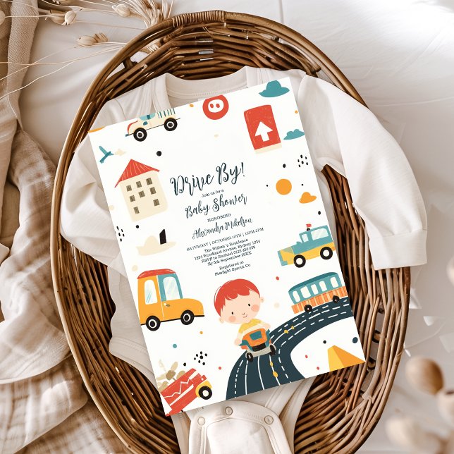 Invitación Cuto colorido Carro Boy Baby Shower (Subido por el creador)