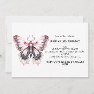 Invitación Cuto colorido partido de cumpleaños de la mariposa