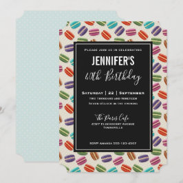Invitación Cuto colorido Patrón de Macarons Cumpleaños
