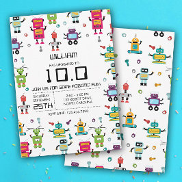 Invitación Cuto colorido Robot Niños Robots Fiesta de cumplea
