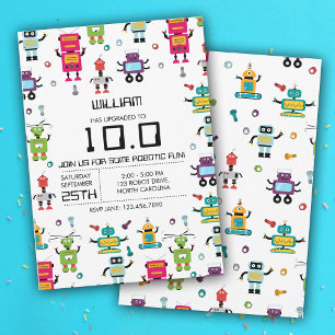 Invitación Cuto colorido Robot Niños Robots Fiesta de cumplea