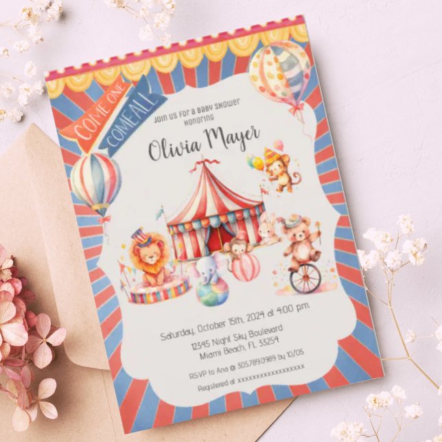 Invitación Cuto de Vintage Carnival Circus Baby Shower (Subido por el creador)