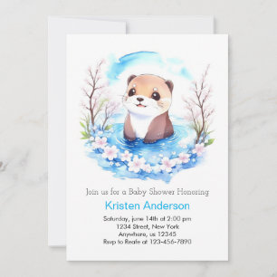 Invitación Cuto editable Otter Boy Baby Shower
