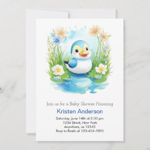 Invitación Cuto Floral acuarela Duck Boy Baby Shower