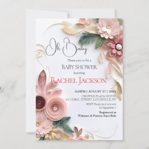 Invitación Cuto floral Marco de llenado de papel Baby Shower