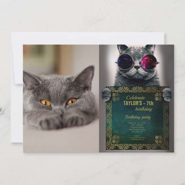 Invitación Cuto gato británico Shorthair (Anverso)
