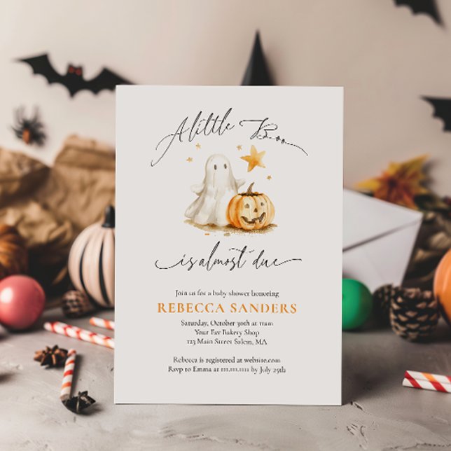 Invitación Cuto Ghost Pumpkin Boo Halloween Baby Shower (Subido por el creador)
