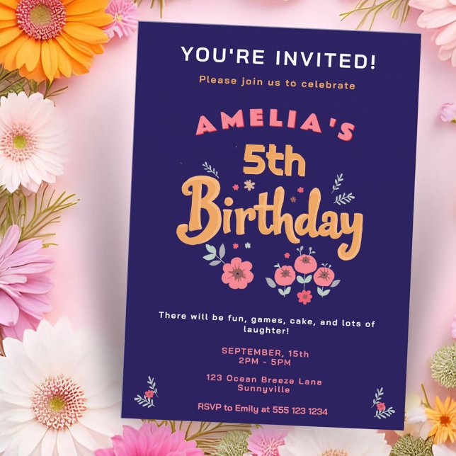 Invitación Cuto Handlettering Flores Flores Chica Floral Cump (Subido por el creador)