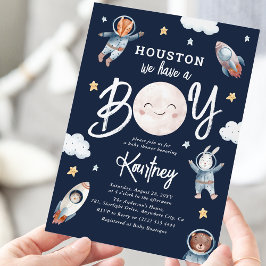 Invitación Cuto 'Houston tenemos un chico' Espacio Baby Showe