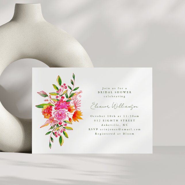 Invitación Cuto Naranja Rosa Floral acuarela Ducha de novia (Subido por el creador)