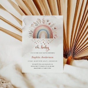 Invitación Cuto Oh Baby Boho Rainbow Baby Shower