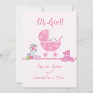 Invitación Cuto "Oh Chica", Baby Carrie Baby Shower