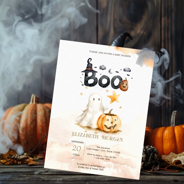Invitación Cuto otoño calabaza fantasma boo Baby Shower (Subido por el creador)