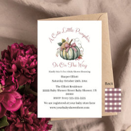 Invitación Cuto otoño verde y calabaza de ciruela temática Ba