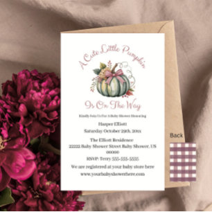 Invitación Cuto otoño verde y calabaza de ciruela temática Ba