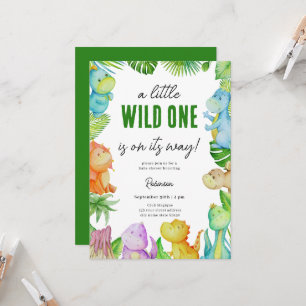 Invitación Cuto pequeño Dino Baby Shower