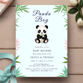Invitación Cuto pequeño Panda Boy Baby Shower