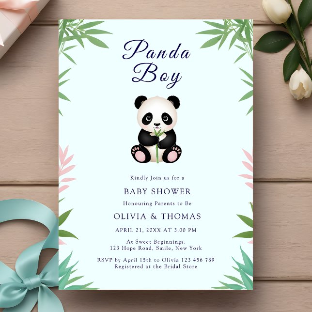 Invitación Cuto pequeño Panda Boy Baby Shower (Subido por el creador)