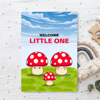 Invitación Cuto pequeño un hongo Woodland Baby Shower