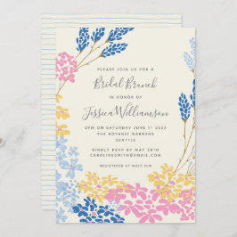Invitación Cuto rosa Amarillo Azul Jardín Floral Brillante Du