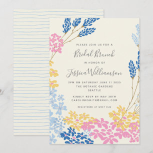 Invitación Cuto rosa Amarillo Azul Jardín Floral Brillante Du
