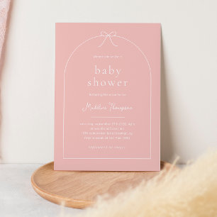 Invitación Cuto Rubor Pink Ribbon Bow Arch Baby Shower