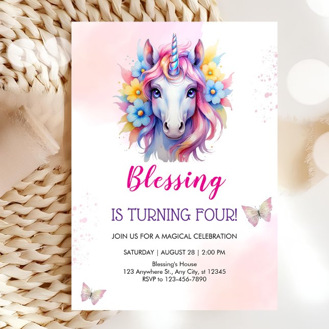 Invitación Cuto unicornio por cumpleaños (Subido por el creador)