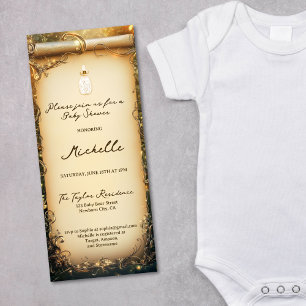 Invitación Cuto Whimsical Enchanted Forest Scroll Baby Shower