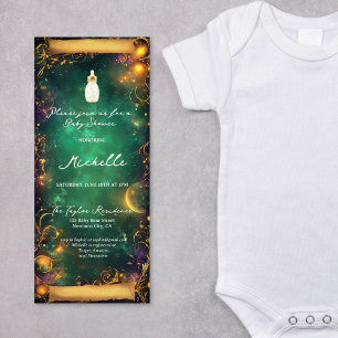 Invitación Cuto Whimsical Enchanted Forest Scroll Baby Shower
