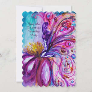 INVITACIÓN CUTRE CAPRICHOSO HADA DE FLORES EN ROSA, DESTELLOS