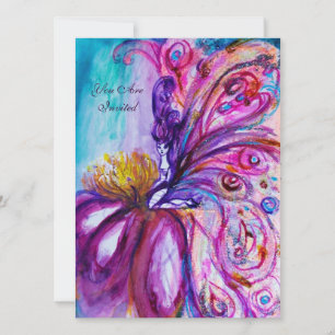 INVITACIÓN CUTRE Y CAPRICHOSA HADA DE FLORES ROSA, DESTELLOS 