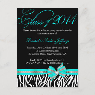 Invitación [CWR Tonya G] graduación verde azulada blanca de