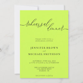 Invitación Cyber Lime Jet Black Celebration Rehearsal Dinner