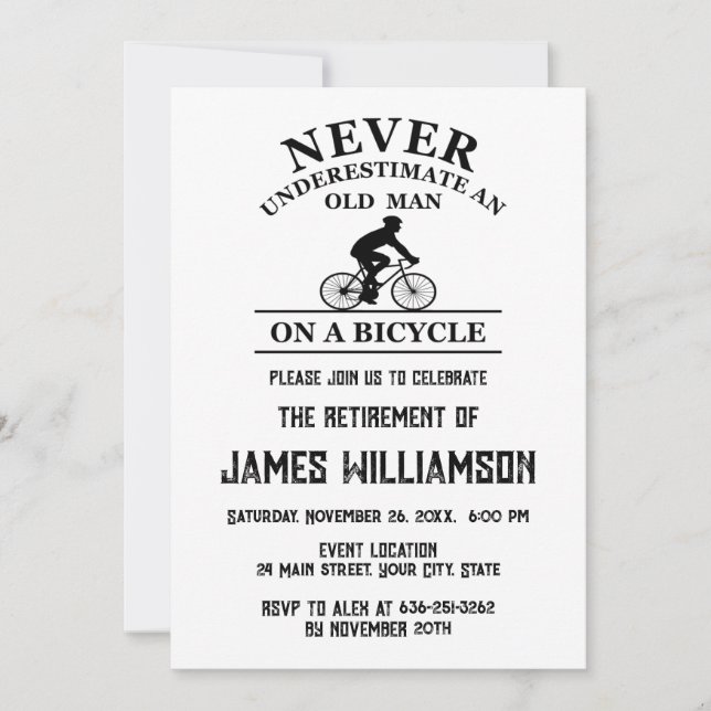 Invitación Cycling retired retirement party (Anverso)