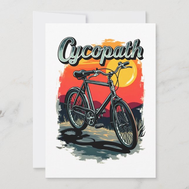 Invitación Cycopath: diseño de bicicleta de puesta de sol (Anverso)