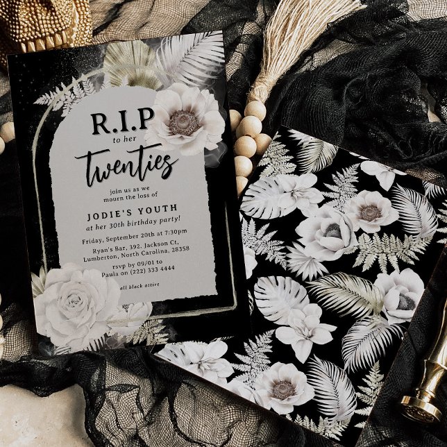 Invitación D.E.P a sus Veinte Floral 30 Cumpleaños (Subido por el creador)