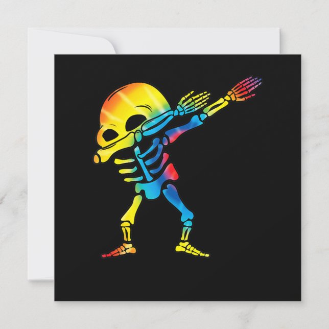 Invitación Dabbing Halloween Skeleton Dab Hip Hop Skulla (Anverso)