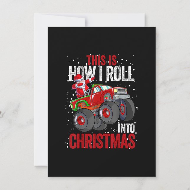 Invitación Dabbing Santa Claus Monster Truck Niños Navidades  (Anverso)