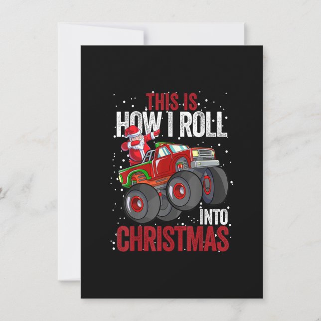 Invitación Dabbing Santa Claus Monster Truck Niños Navidades  (Anverso)