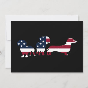 Invitación Dachshund 4 De Julio Perros Patrióticos Wiener
