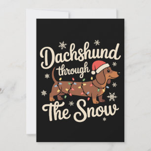 Invitación Dachshund a Través de la Nieve Luces de Navidad pa