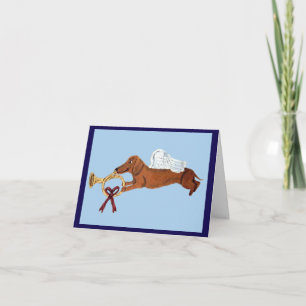 Invitación Dachshund Ángel con una Trompa Francesa
