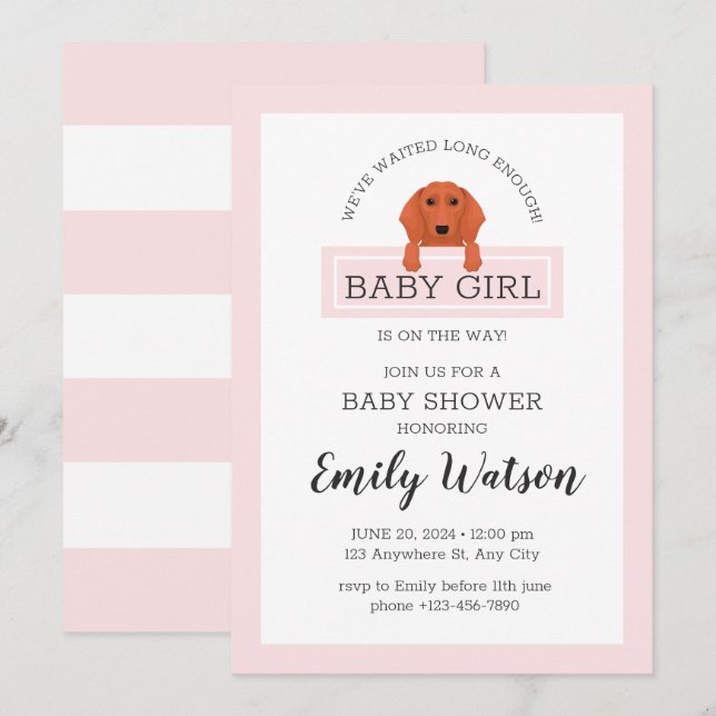 Invitación Dachshund Baby Shower (Anverso / Reverso)