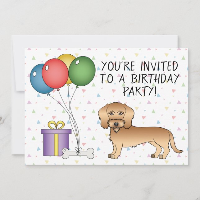 Invitación Dachshund de pelo duro de trigo perro lindo - Cump (Anverso)