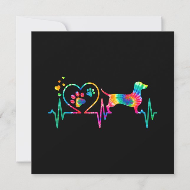 Invitación Dachshund Doxie Weenie Mom Dad Heartbeat Gift (Anverso)