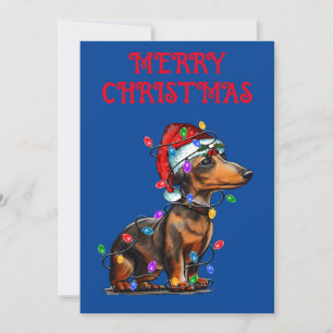 INVITACIÓN "DACHSHUND ENVUELTO A LA LUZ DE LOS NAVIDADES"