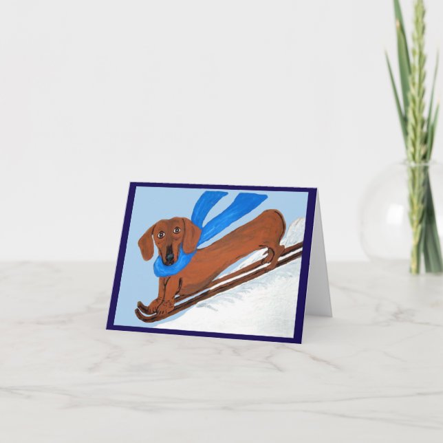 Invitación Dachshund Esquí (Anverso)