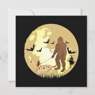 Invitación Dachshund Halloween Bigfoot Paseando a un Dachshun
