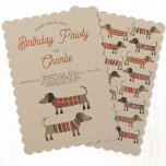 Invitación Dachshund Sausage Dog Birthday Pawty<br><div class="desc">Con un divertido diseño Dachshund Wiener o Sausage Dog que es perfecto para la celebración de cumpleaños de un amante de los animales. Puede realizar fácilmente el personalizar de la invitación a su gusto cambiando el texto. Reverse presenta un patrón coincidente. Arte original de Nic Squirrell.</div>